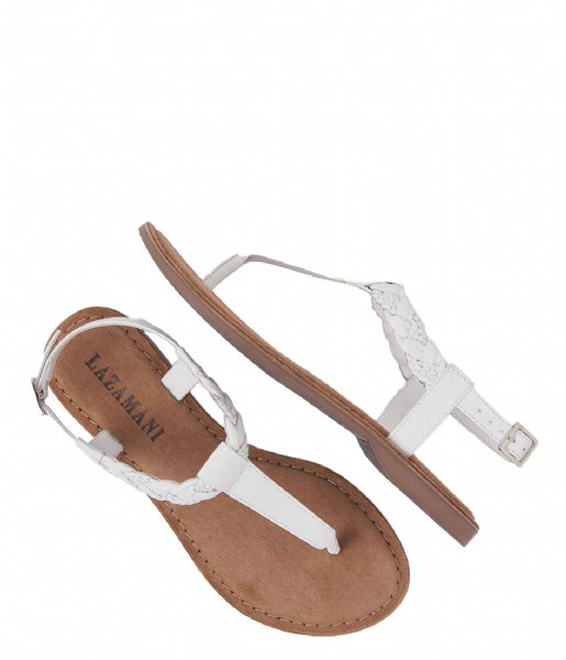 Lazamani  T Strap Sandals Woven White