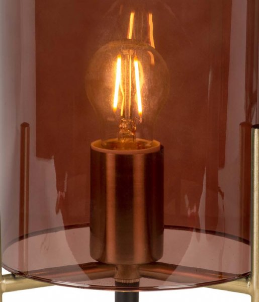 Leitmotiv Bordlampe Table lamp Glass Bell gold frame Chocolate Brown (LM1979DB)