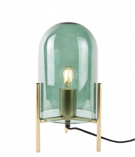 Leitmotiv Bordlampe Table lamp Glass Bell gold frame Jungle Green (LM1979GR)