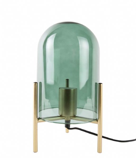 Leitmotiv Bordlampe Table lamp Glass Bell gold frame Jungle Green (LM1979GR)
