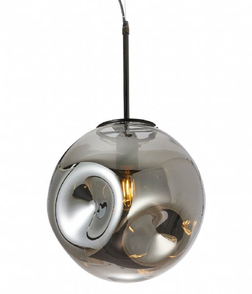 Leitmotiv Hængende lampe Pendant lamp Blown glass round Gun metal (LM1932GM)