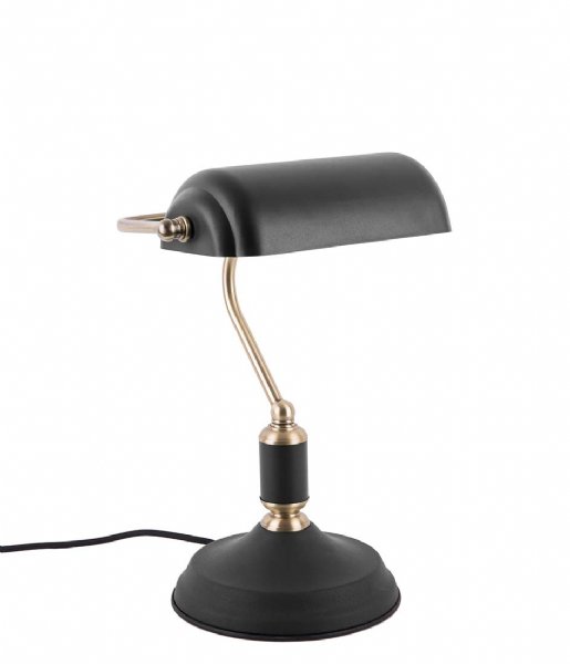 Leitmotiv Bordlampe Table lamp Bank iron black with antique gold plated (LM1890BK)