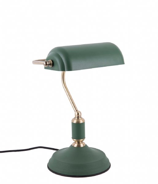 Leitmotiv Bordlampe Table lamp Bank iron green with antique gold plated (LM1890GR)