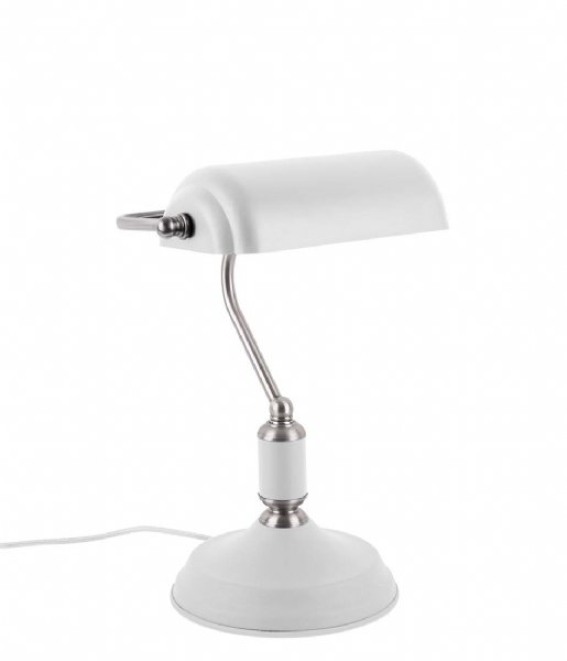Leitmotiv Bordlampe Table lamp Bank iron white with satin nickel (LM1890WH)
