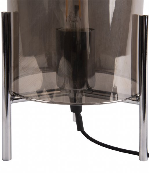 Leitmotiv Bordlampe Table lamp Glass Bell grey chrome frame Chrome (LM1979GY)