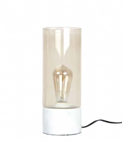 Leitmotiv Bordlampe Table lamp Lax marble base brown glass (LM1315)