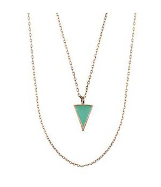 Orelia  Orelia Double Row Turquoise Triangle Necklace Pale Gold gold colored