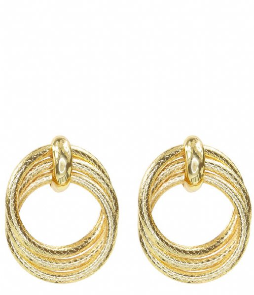 My Jewellery  Oorbellen drie ringen print goudkleurig (1200)