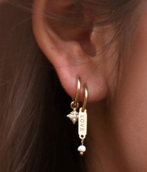 My Jewellery  Parel oorbellen ster goudkleurig (1200)