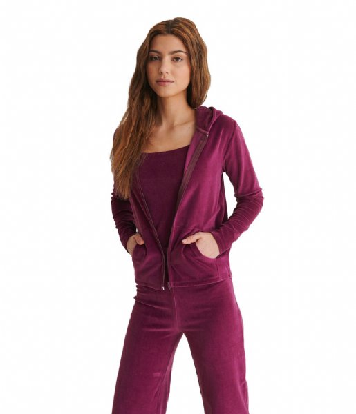 NA-KD  Velour Zip Up Sweater Purple