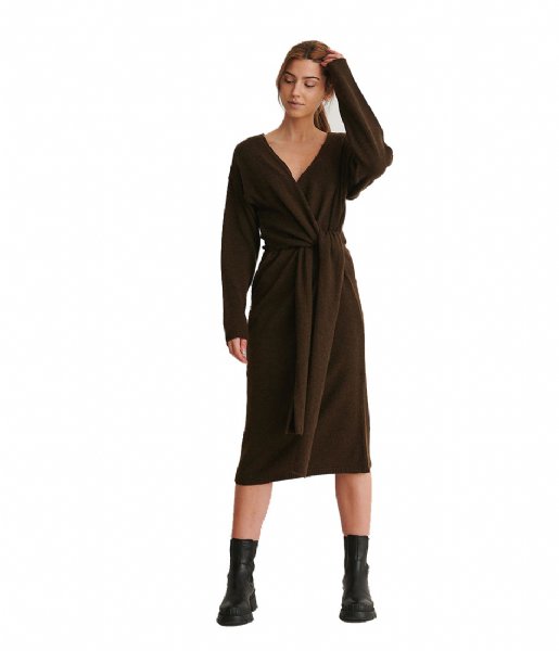 NA-KD  Wrapped Midi Dress Dark Brown