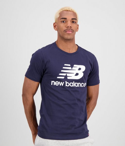 New Balance  Essentials Stacked Logo Tee Dark Blue (ECL)