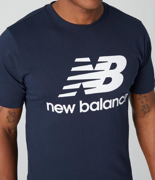 New Balance  Essentials Stacked Logo Tee Dark Blue (ECL)