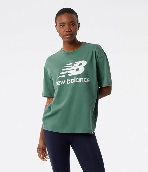 New Balance T-shirts NB Essentials Green Stacked Little Tee Jade (JD) | The Bag Logo