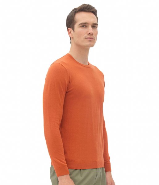 Nowadays  Silk Crew Neck Sweater Algarv Clay Orange