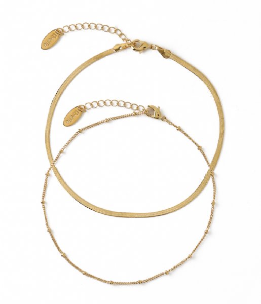 Orelia  Satellite and Snake Chain Anklet Duo Gold plated