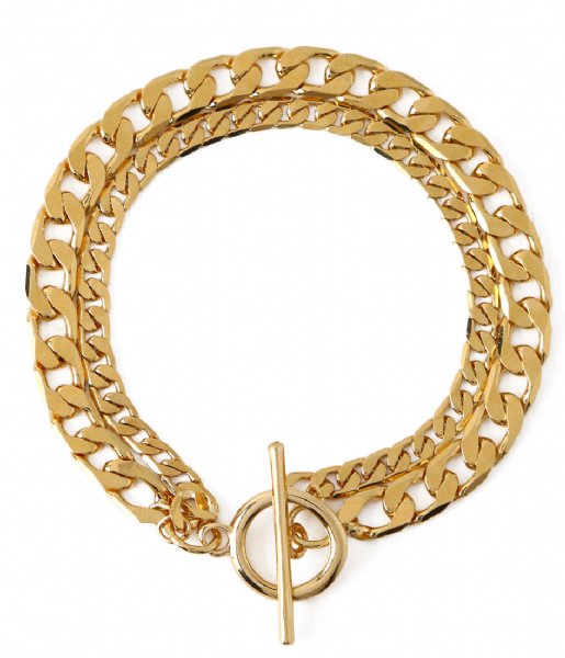 Orelia  2-Row Chain T-Bar Bracelet Gold plated