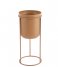 Present Time  Plant pot Tub on stand large iron Caramel brown (PT3467BR)