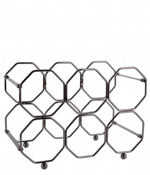 Present Time  Wine rack Honeycomb foldable iron Smokey Grey (PT3474GY)