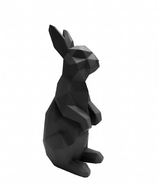 Present Time  Statue Origami Bunny Standing Polyresin Matt Black (PT3493BK)