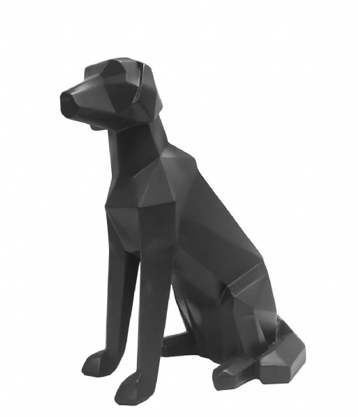 Present Time  Statue Origami Dog sitting polyresin matt Black (PT3495BK)
