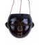Present TimeHanging plant pot Mask round glazed Dark Brown (PT3540BR)
