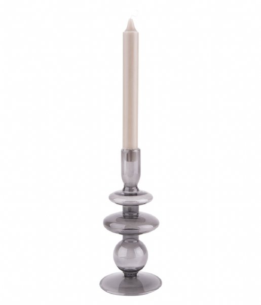 Present Time Lysestage Candle holder Glass Art rings medium Black (PT3635BK)
