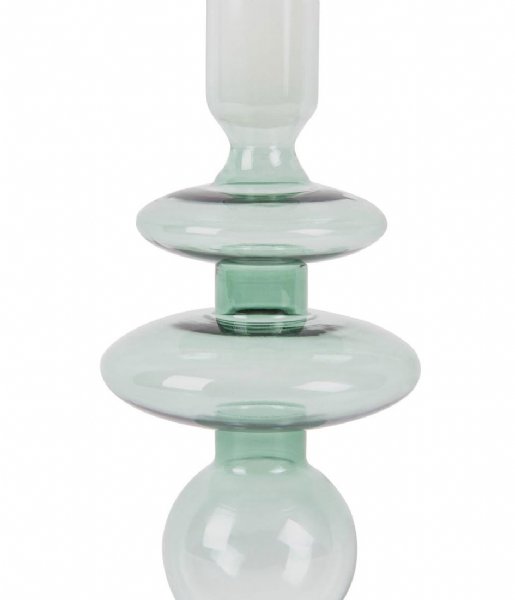 Present Time Lysestage Candle holder Glass Art rings medium Green (PT3635GR)