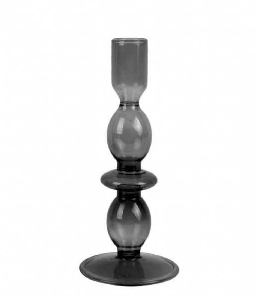 Present Time Lysestage Candle holder Glass Art bubbles Medium Black (PT3637BK)
