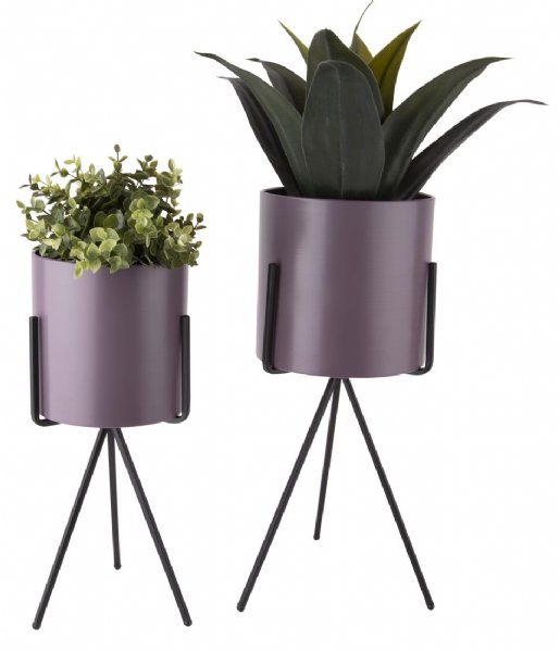 Present Time  Plant Pot Set Pedestal XL Iron Matt Dark Purple (PT3639PU)