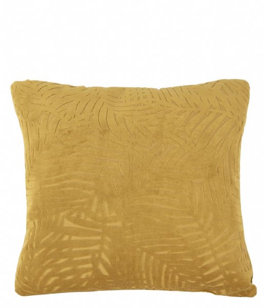 Present Time Kaste pude Cushion Palm Leaves Velvet Mustard Yellow (PT3666)