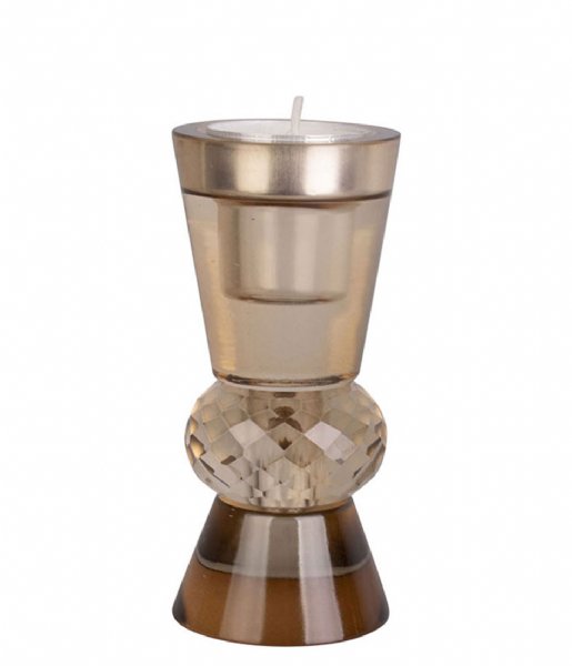 Present Time Lysestage Candle holder Crystal Art duo cone Sand Brown (PT3758SB)