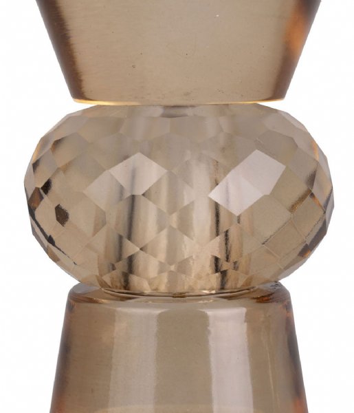 Present Time Lysestage Candle holder Crystal Art duo cone Sand Brown (PT3758SB)
