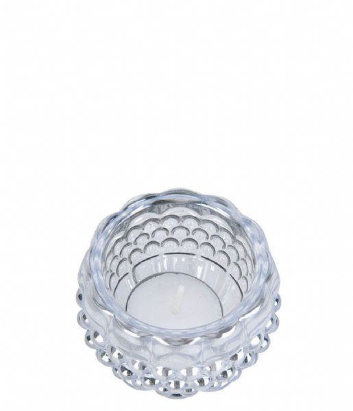 Present Time Lysestage Votive Sparkle dots glass round Silver (PT3767SI)