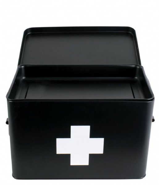 Present Time  Medicine storage box large metal matt Black (PT3769BK)