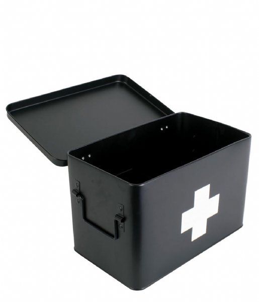 Present Time  Medicine storage box large metal matt Black (PT3769BK)