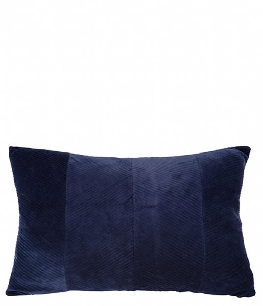 Present Time Kaste pude Cushion Ribbed Velvet Dark Blue (PT3669)