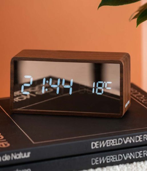 Karlsson  Alarm clock Copper Mirror LED veneer Dark Wood (KA5878DW)