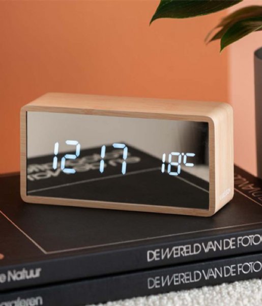 Karlsson  Alarm clock Silver Mirror LED Light Wood Veneer (KA5879WD)
