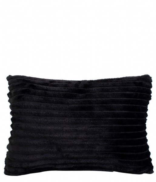 Present Time Kaste pude Cushion Big Ribbed velvet Black (PT3802BK)