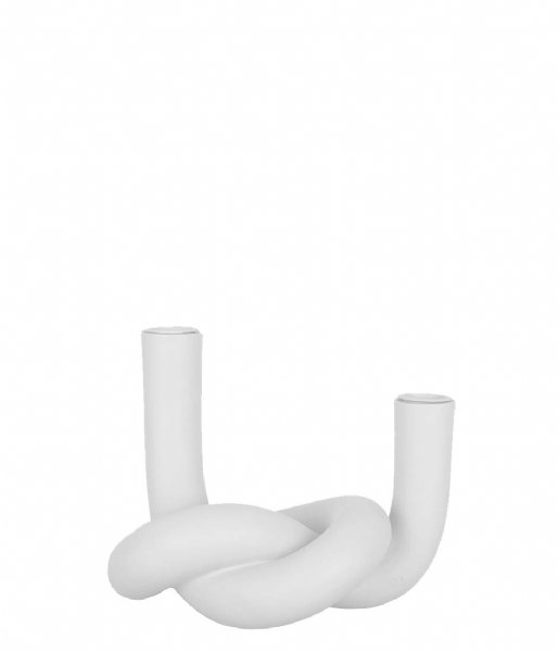 Present Time  Candle holder Knot double ceramic White (PT3882WH)