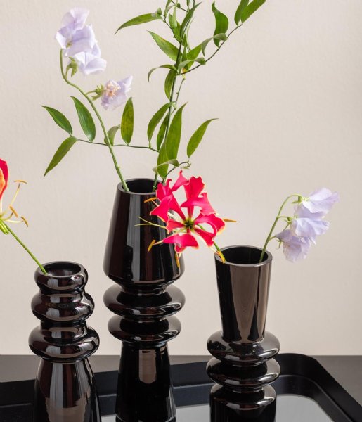 Present Time  Vase Sparkle Bottle Glass Black (PT3931BK)