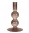 Present Time Lysestage Candle holder Swirl Bubbles glass Cholocate Brown (PT3727BR)