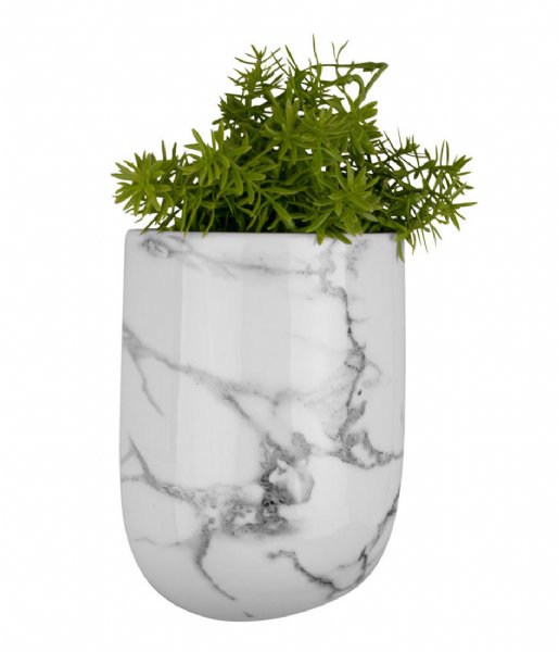Present Time  Wall plant pot Oval marble print White (PT3737WH)