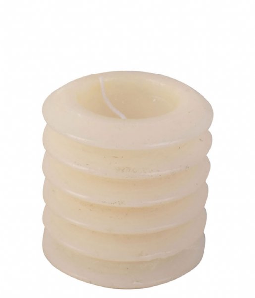 Present Time  Pillar candle Layered Circles small Ivory (PT3792WH)