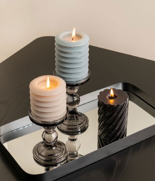 Present Time  Pillar candle Swirl medium Black (PT3796BK)