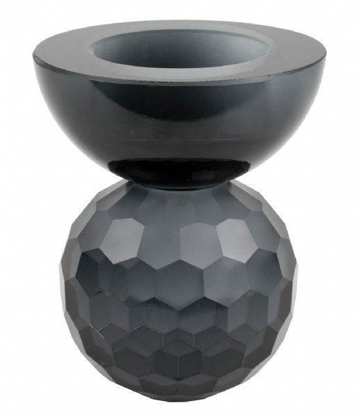 Present Time Lysestage Candle holder Crystal Art small Bowl Black (PT3642BK)
