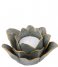 Present Time Lysestage Candle holder Flower big porcelain  Grayed Jade (PT3508GR)