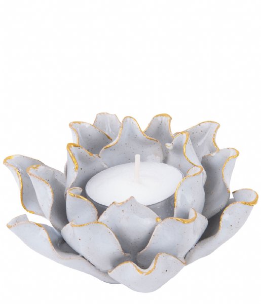 Present Time Lysestage Candle holder Flower porcelain White (PT3507WH)