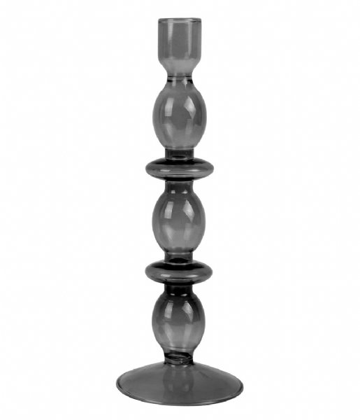 Present Time Lysestage Candle holder Glass Art bubbles large Black (PT3638BK)